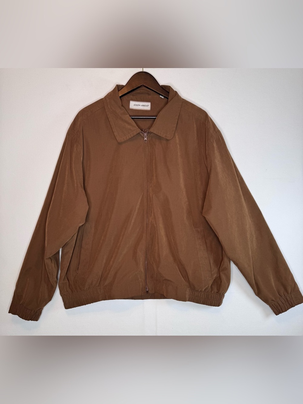 Joseph Abboud Men's Brown Bomber Jacket men’s sz XL full zip, zip pockets, lined